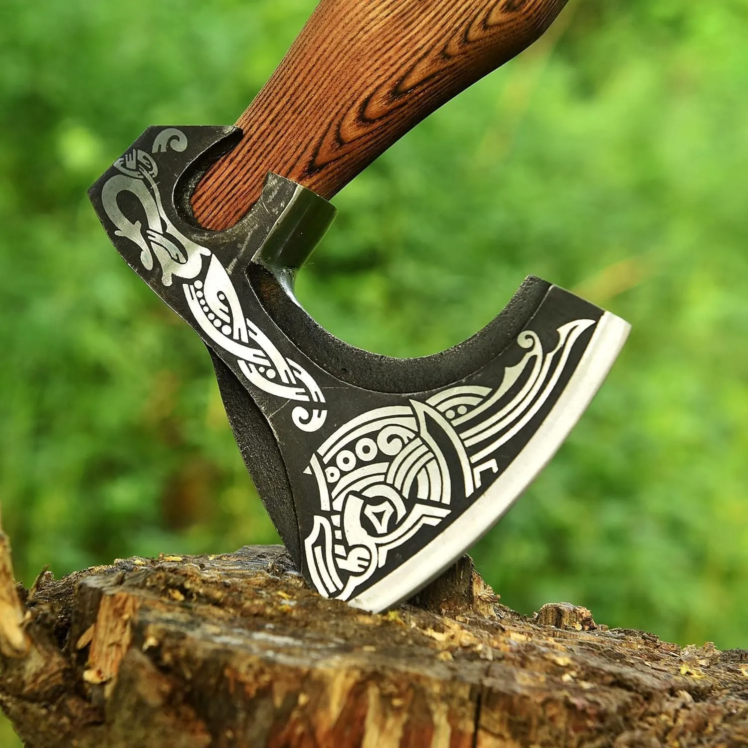 Custom Handmade Gift Viking Axe Carbon Steel Bushcrafting Axe Hunting Valhalla Axe with Leather Sheath Camping Bearded Hatchets Blacksmith Hunting Axe (VK-Ax-1)