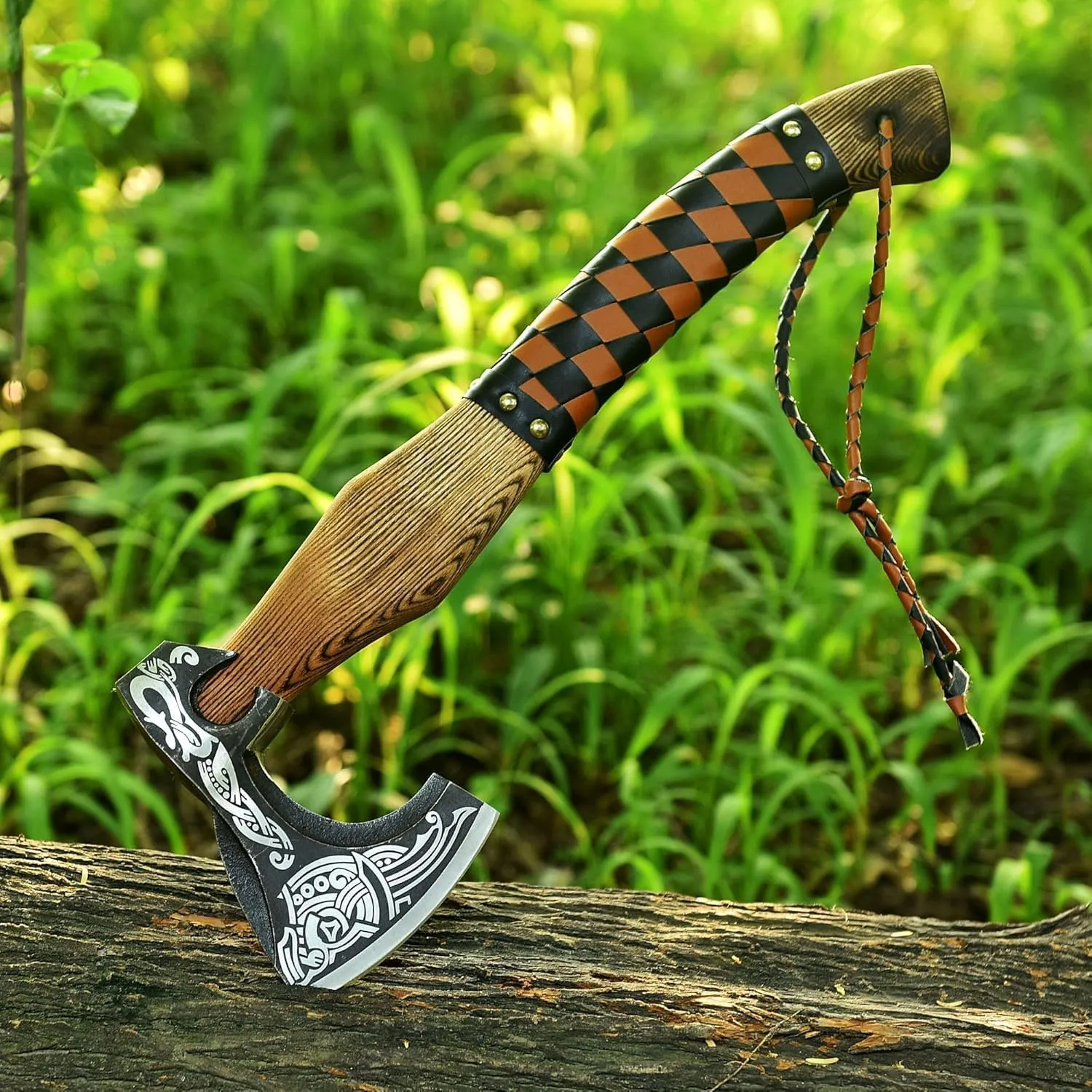 Custom Handmade Gift Viking Axe Carbon Steel Bushcrafting Axe Hunting Valhalla Axe with Leather Sheath Camping Bearded Hatchets Blacksmith Hunting Axe (VK-Ax-1)