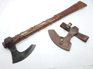 Custom Handmade High Carbon Steel Axe Viking Axe with Leather Sheath.