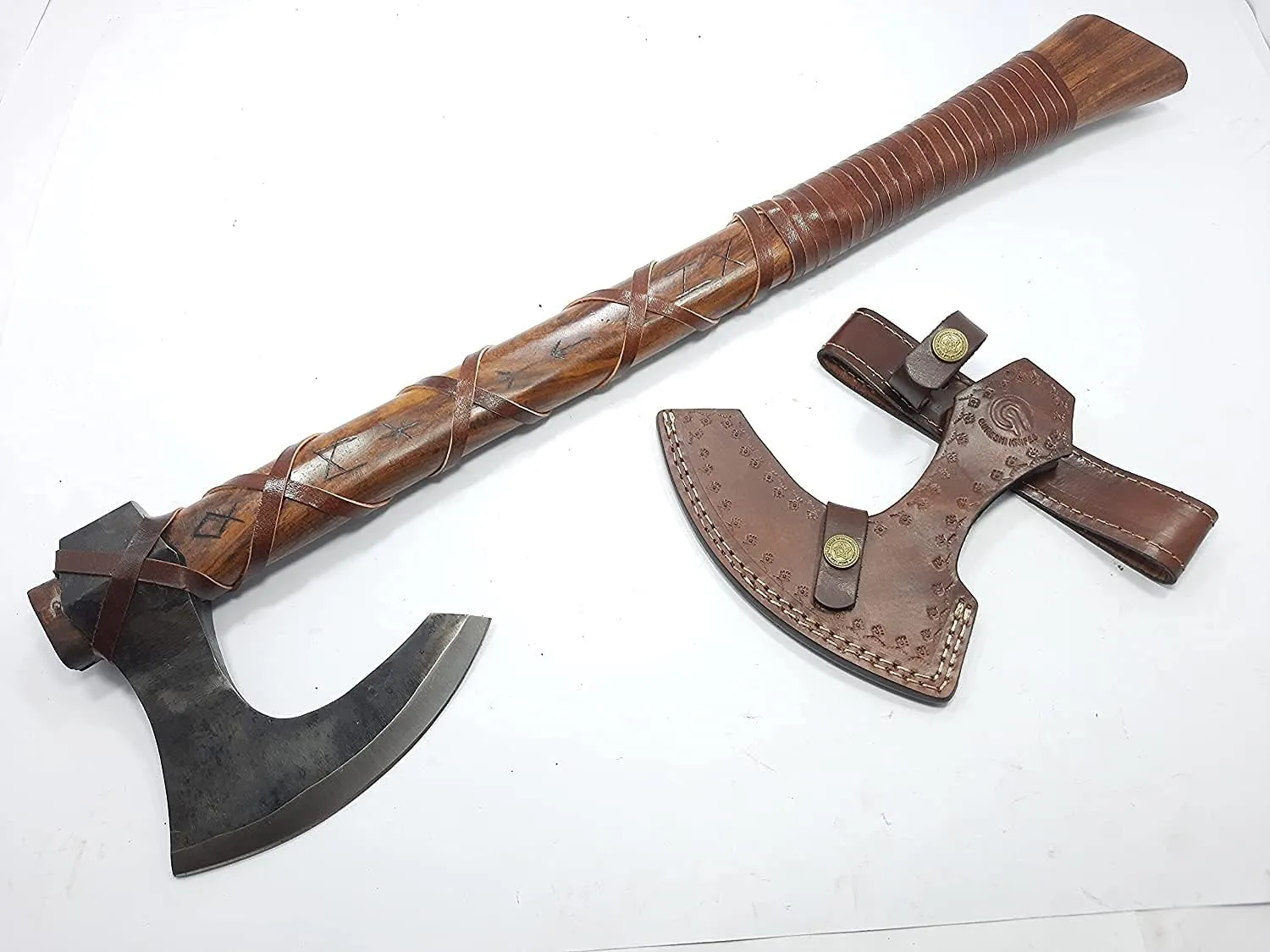 Custom Handmade High Carbon Steel Axe Viking Axe with Leather Sheath.