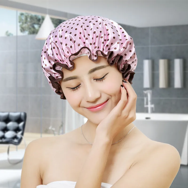 Cute Cartoon Double-Layer Waterproof Shower Cap