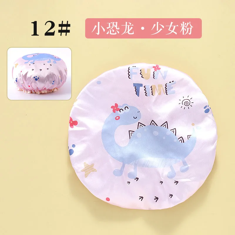 Cute Cartoon Double-Layer Waterproof Shower Cap