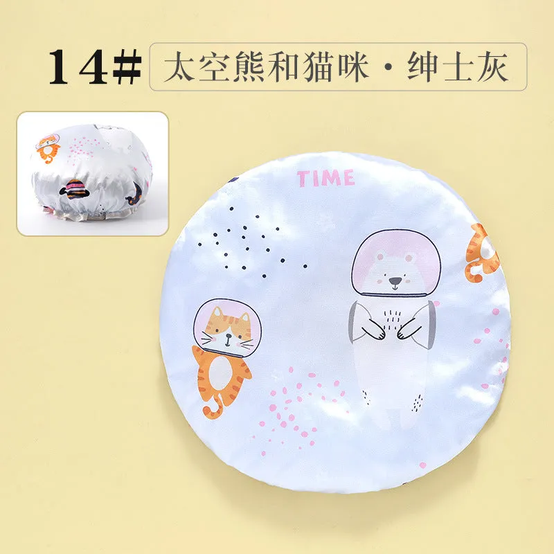 Cute Cartoon Double-Layer Waterproof Shower Cap