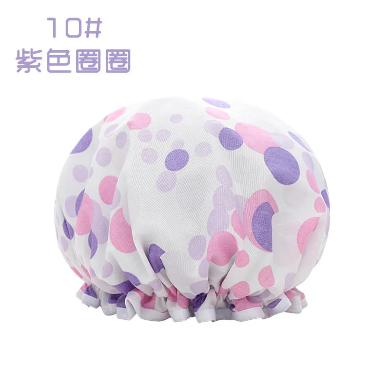 Cute Cartoon Double-Layer Waterproof Shower Cap