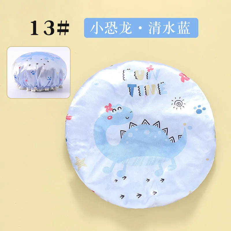 Cute Cartoon Double-Layer Waterproof Shower Cap