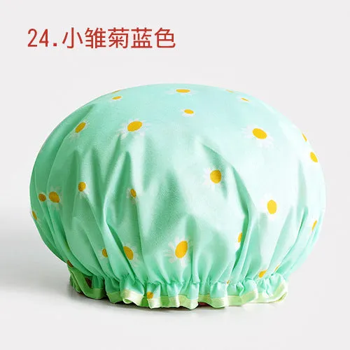 Cute Cartoon Double-Layer Waterproof Shower Cap