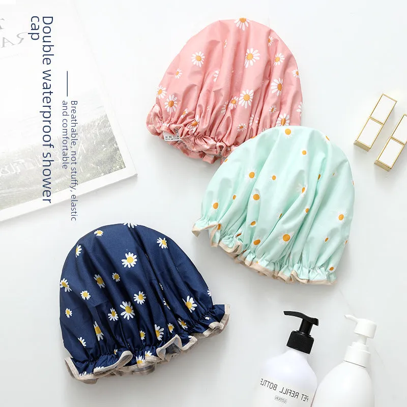 Cute Cartoon Double-Layer Waterproof Shower Cap