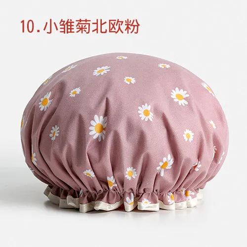 Cute Cartoon Double-Layer Waterproof Shower Cap