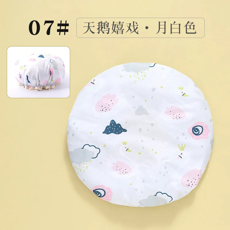 Cute Cartoon Double-Layer Waterproof Shower Cap