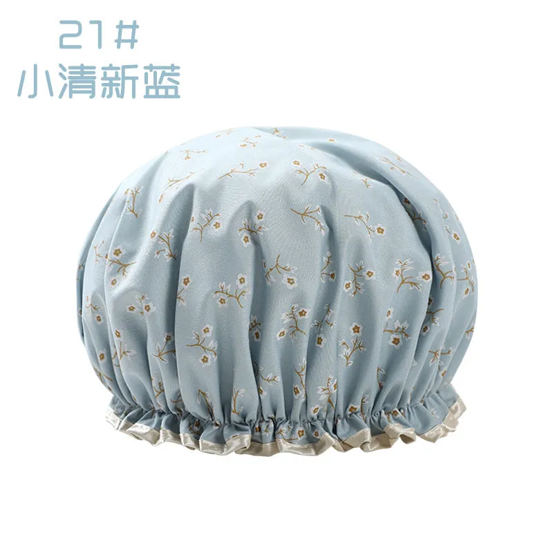 Cute Cartoon Double-Layer Waterproof Shower Cap