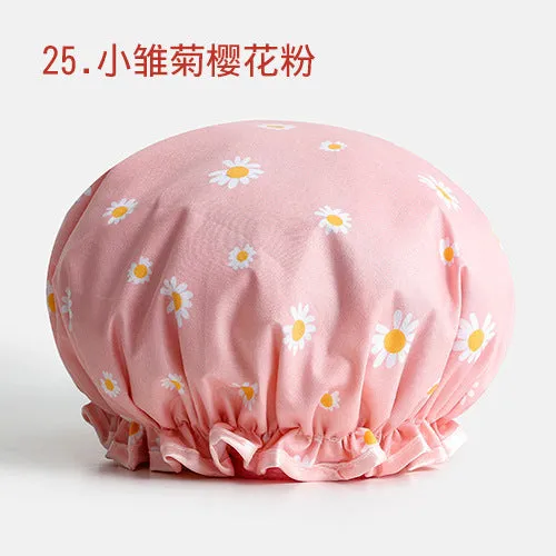 Cute Cartoon Double-Layer Waterproof Shower Cap
