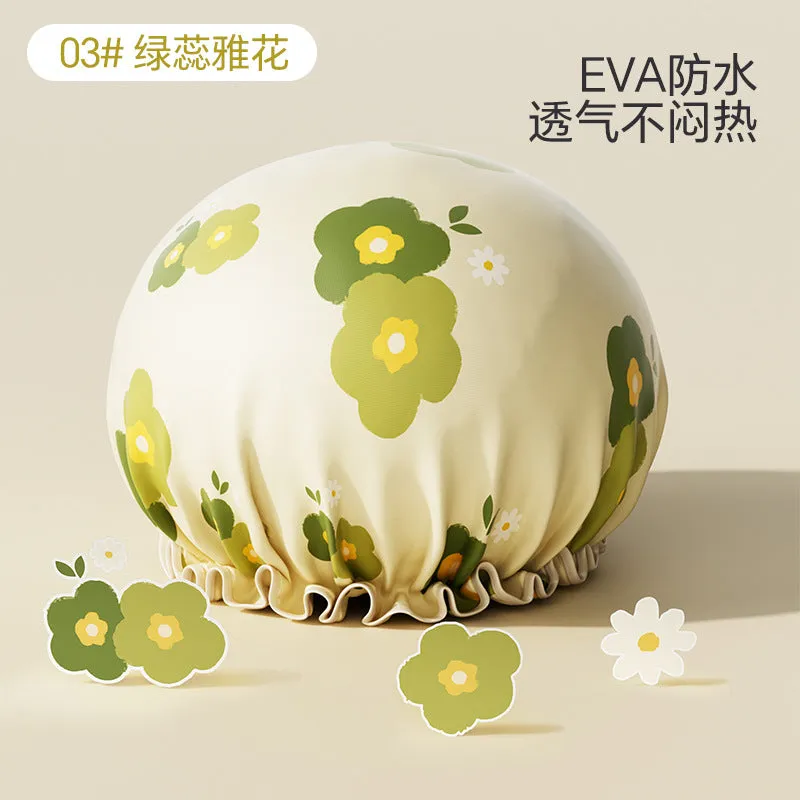 Cute Cartoon Double-Layer Waterproof Shower Cap