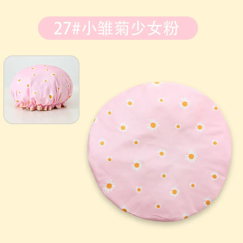 Cute Cartoon Double-Layer Waterproof Shower Cap