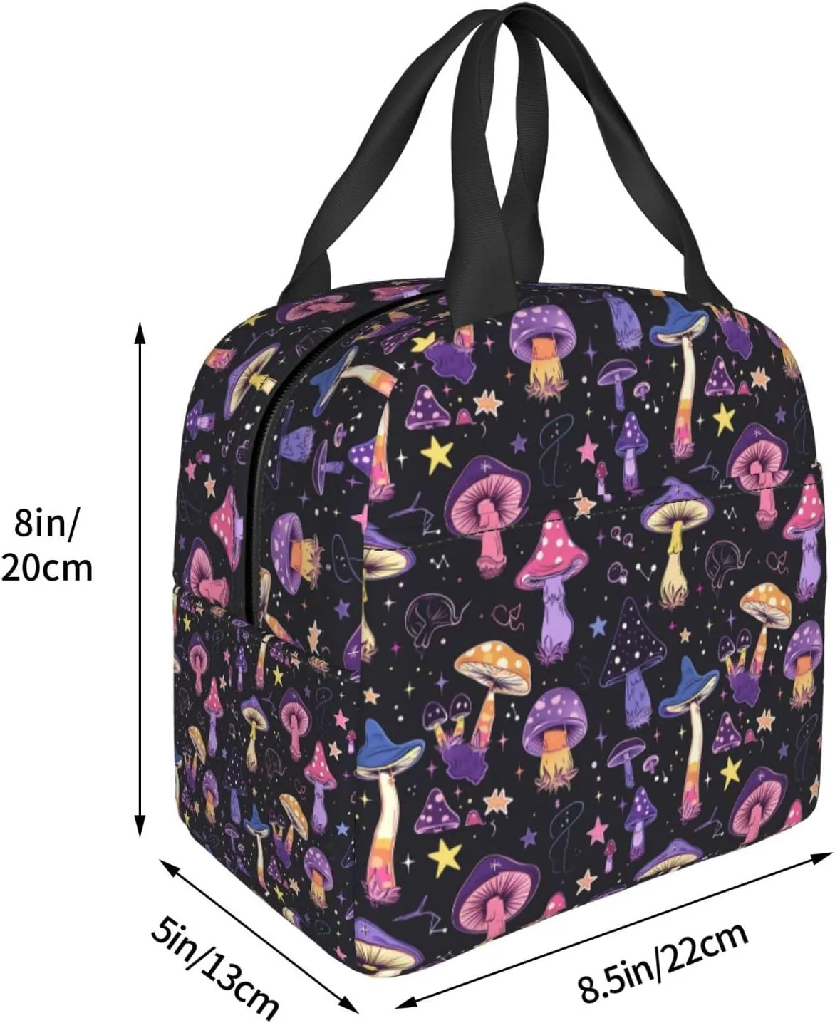 DADABULIU Lunch Bag Mushroom Purple Witchy Insulated Lunch Box Cooler Tote for Adults Student Boys Girls Women Men Work Office School Picnic Beach Reusable Lunchbox Over 3 Years Old