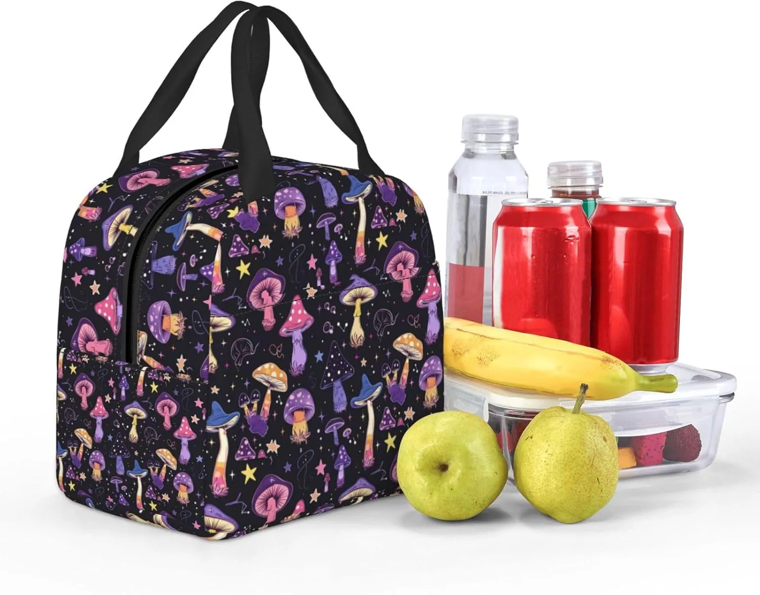DADABULIU Lunch Bag Mushroom Purple Witchy Insulated Lunch Box Cooler Tote for Adults Student Boys Girls Women Men Work Office School Picnic Beach Reusable Lunchbox Over 3 Years Old