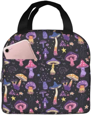 DADABULIU Lunch Bag Mushroom Purple Witchy Insulated Lunch Box Cooler Tote for Adults Student Boys Girls Women Men Work Office School Picnic Beach Reusable Lunchbox Over 3 Years Old