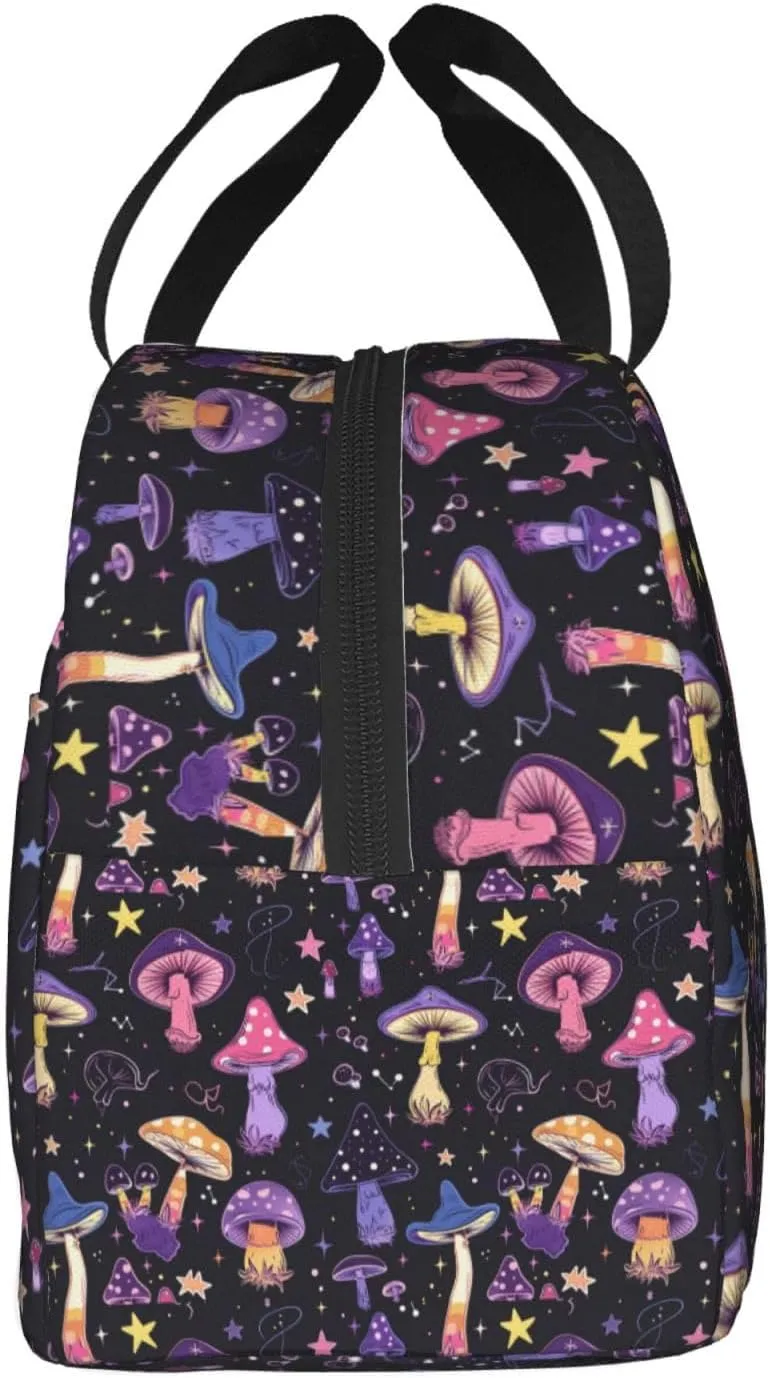 DADABULIU Lunch Bag Mushroom Purple Witchy Insulated Lunch Box Cooler Tote for Adults Student Boys Girls Women Men Work Office School Picnic Beach Reusable Lunchbox Over 3 Years Old