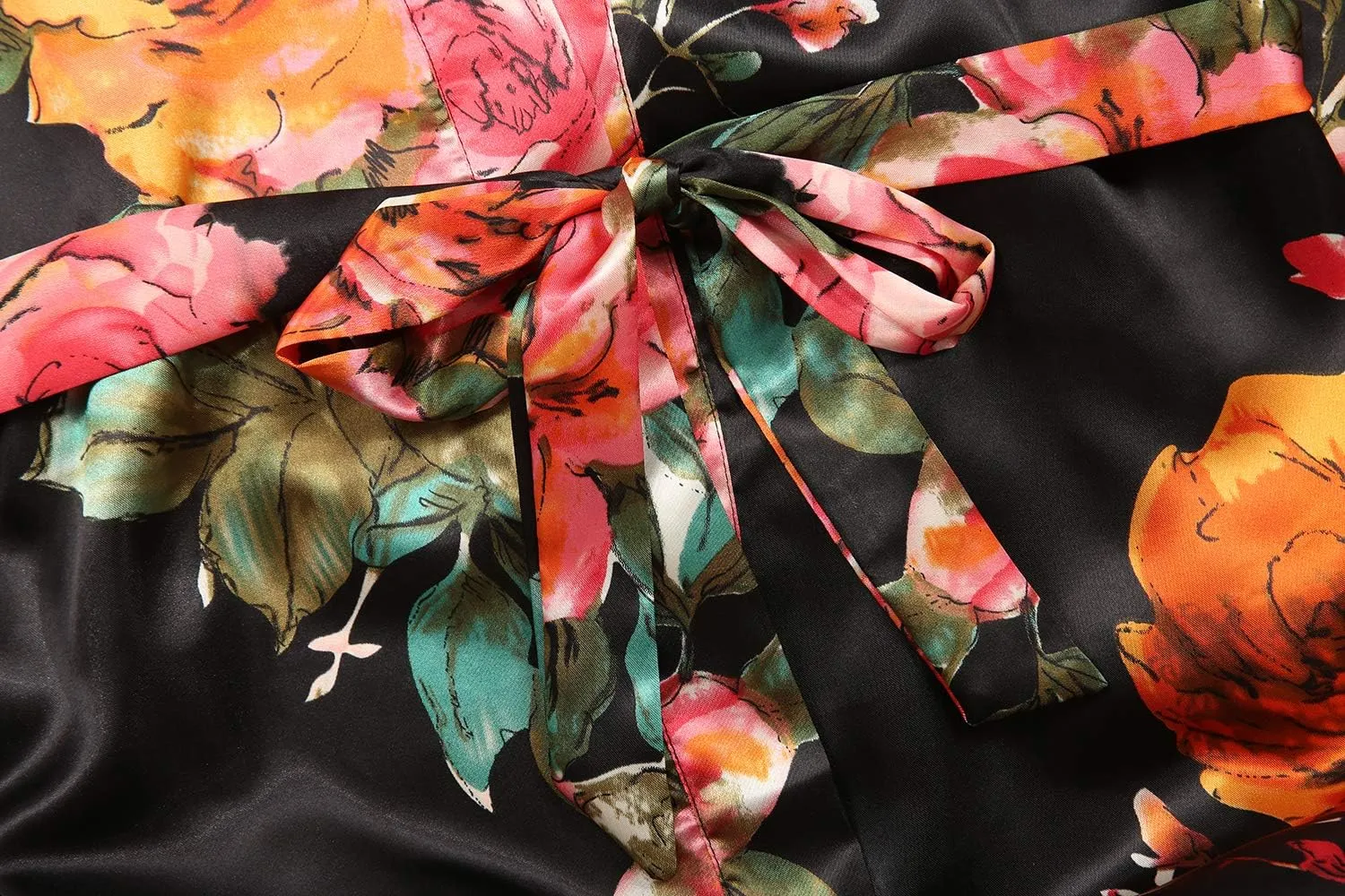 DandyChic Kimono Robes For Women Floral Long Lightweight Silky Sleepwear bridal Dressing Gown