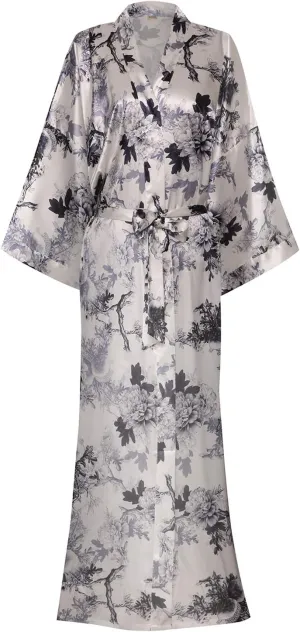 DandyChic Kimono Robes For Women Floral Long Lightweight Silky Sleepwear bridal Dressing Gown