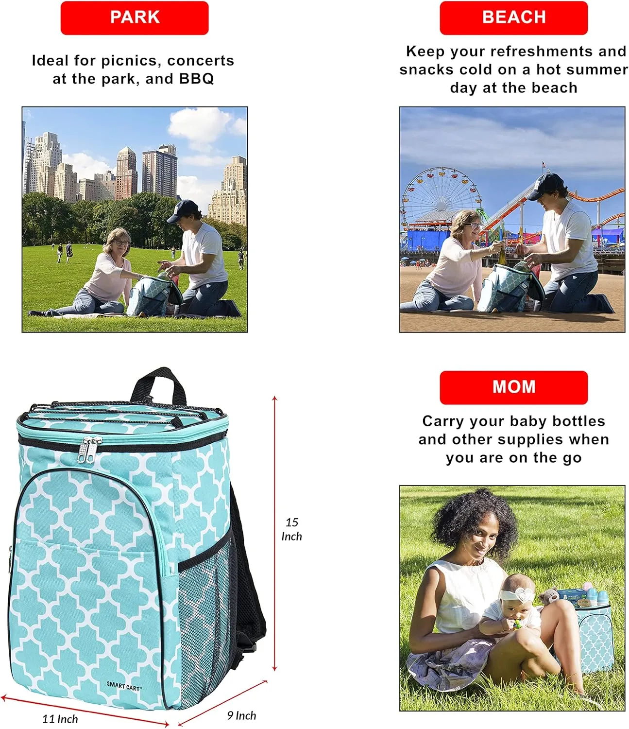 dbest products Ultra Compact Cooler Smart Cart Backpack