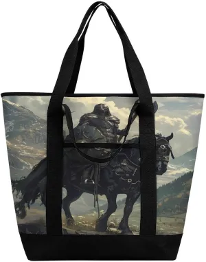 Death Dealer Viking On Horse Shopping Bags Insulated Lunch Bag Shoulder Grocery Bags for Work Travel Beach
