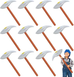 Deekin 12 Pcs Inflatable Pickaxe Toys 32 Inch Pick Axe Inflate Wood and Silver Color Fake Prop Axe Inflatable Pick Axe Prop for Costume Accessories Birthday Party Favor Supplies
