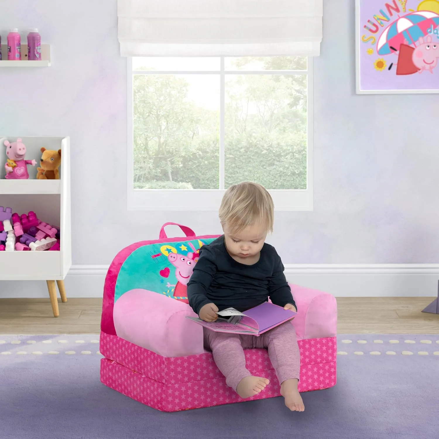 Delta Children - Peppa Pig Cozee Buddy Flip-Out Kids Chair - Greenguard Gold Certified, Pink