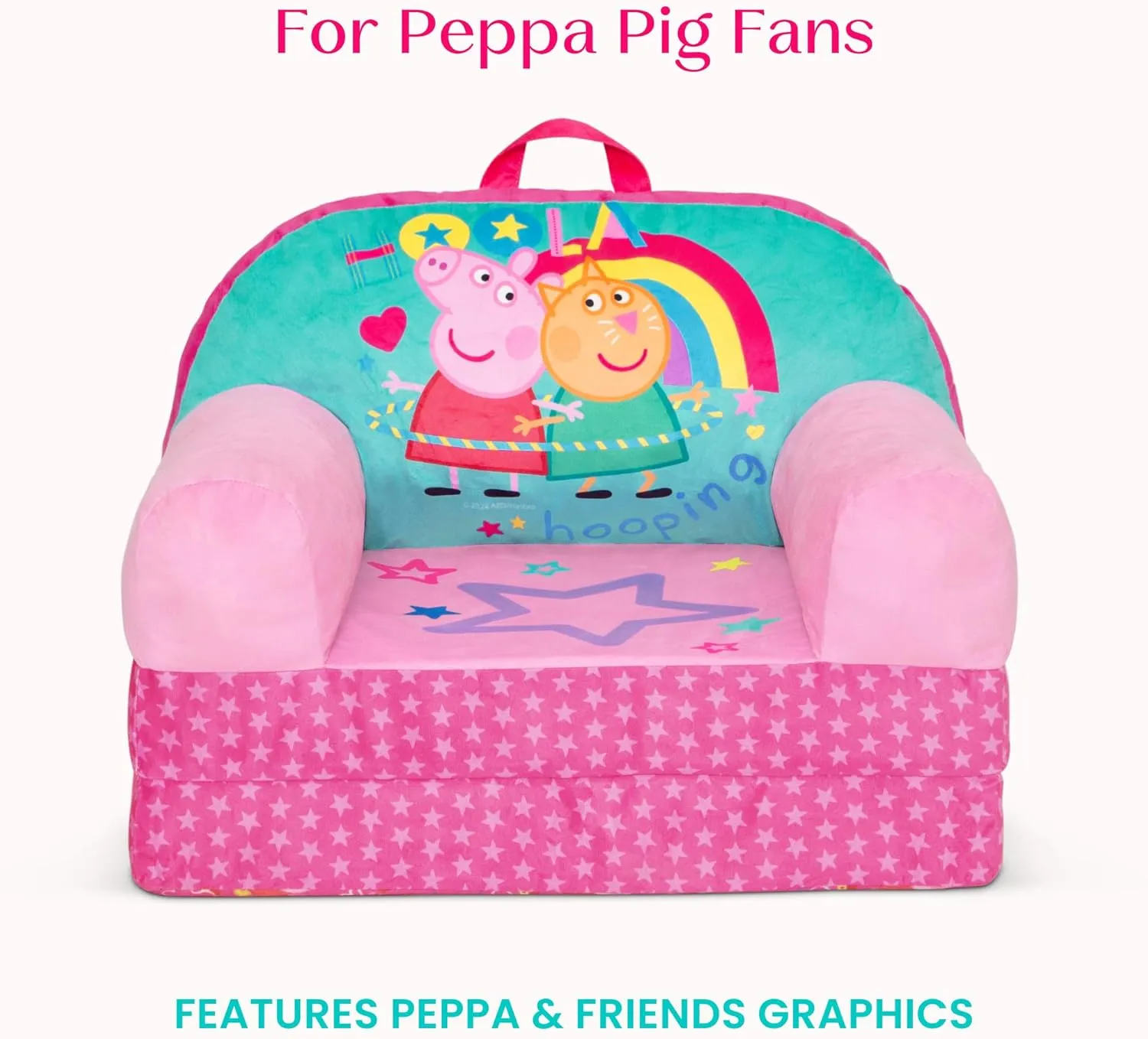 Delta Children - Peppa Pig Cozee Buddy Flip-Out Kids Chair - Greenguard Gold Certified, Pink