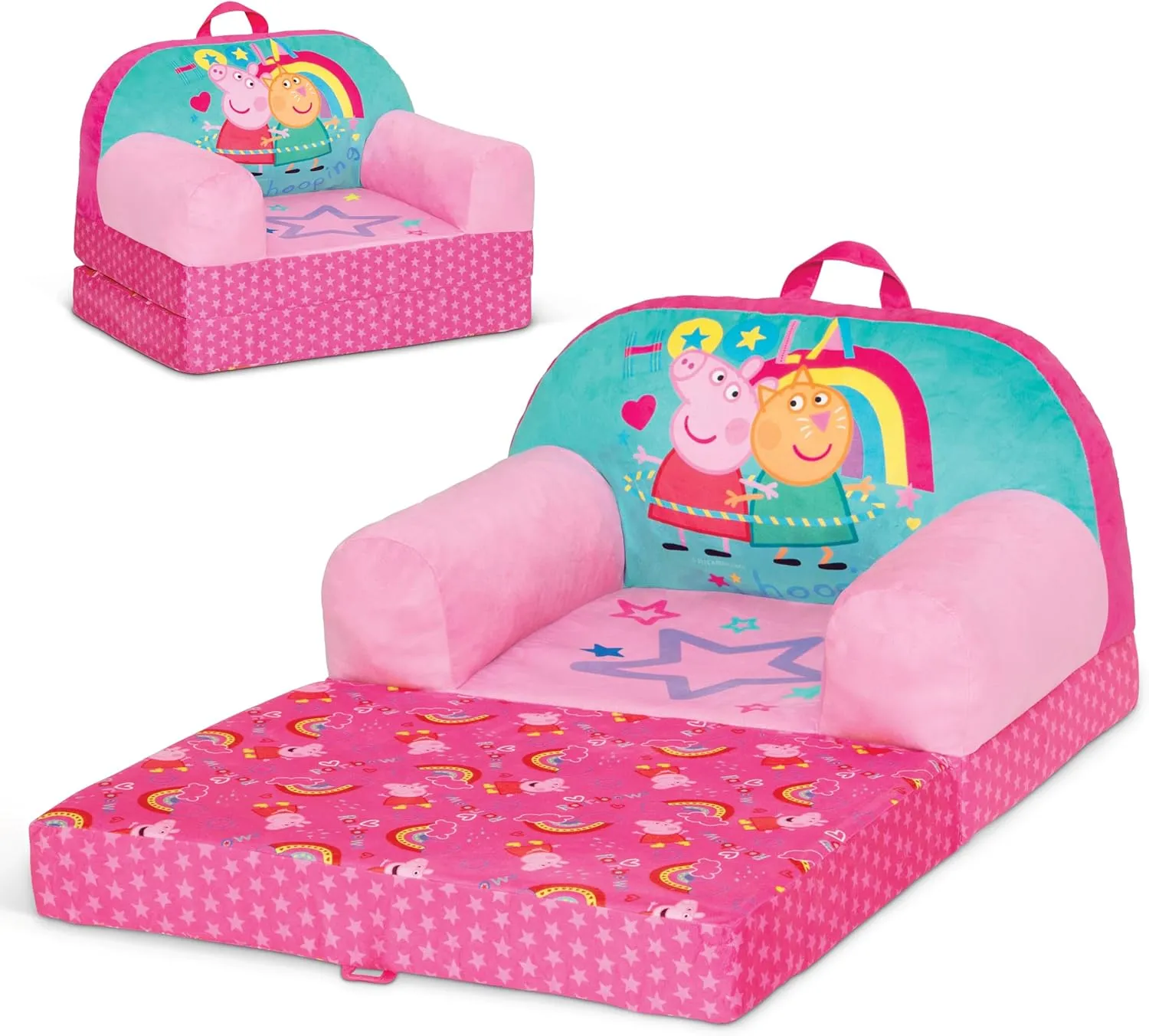Delta Children - Peppa Pig Cozee Buddy Flip-Out Kids Chair - Greenguard Gold Certified, Pink