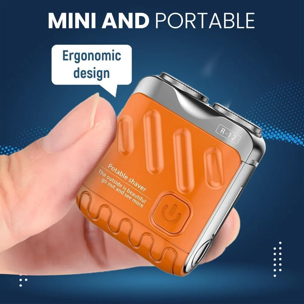 Detroitrain Men's Portable Mini Rotary Electric Shaver, Portable Rotary Dual Ring Electric Shaver, Mini Small Steel Cannon Rotarys Dual Ring Electri Razor for Men USB Rechargeable (White)