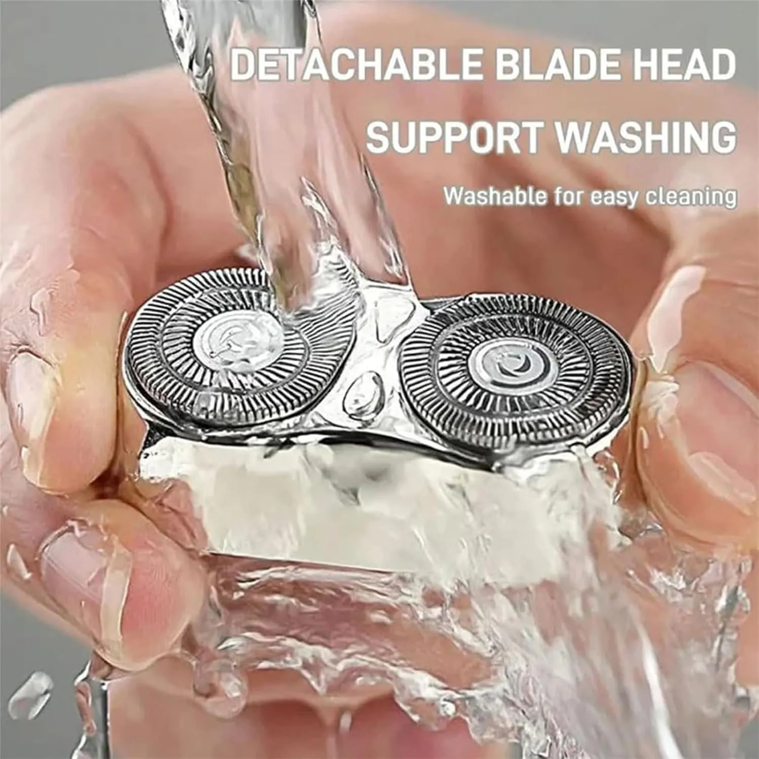 Detroitrain Men's Portable Mini Rotary Electric Shaver, Portable Rotary Dual Ring Electric Shaver, Mini Small Steel Cannon Rotarys Dual Ring Electri Razor for Men USB Rechargeable (White)