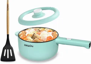 Dezin Electric Cooker, 2L Non-Stick Sauté Pan, Rapid Noodles Mini Pot for Steak, Egg, Fried Rice, Ramen, Oatmeal, Soup with Power Adjustment, College Dorm Room Essential