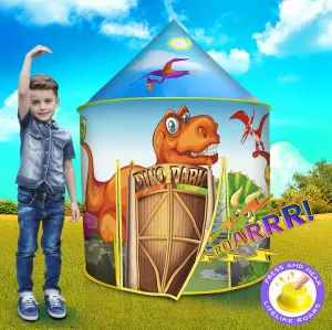Dinosaur Explorer Discovery Tent for Kids with Roar Realistic Sound Button Pop Up Play Tent for Boys & Girls Dino Indoor & Outdoor Tent