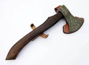 DIST A-004 Custom Made Damascus Steel Axe - Gorgeous and Solid