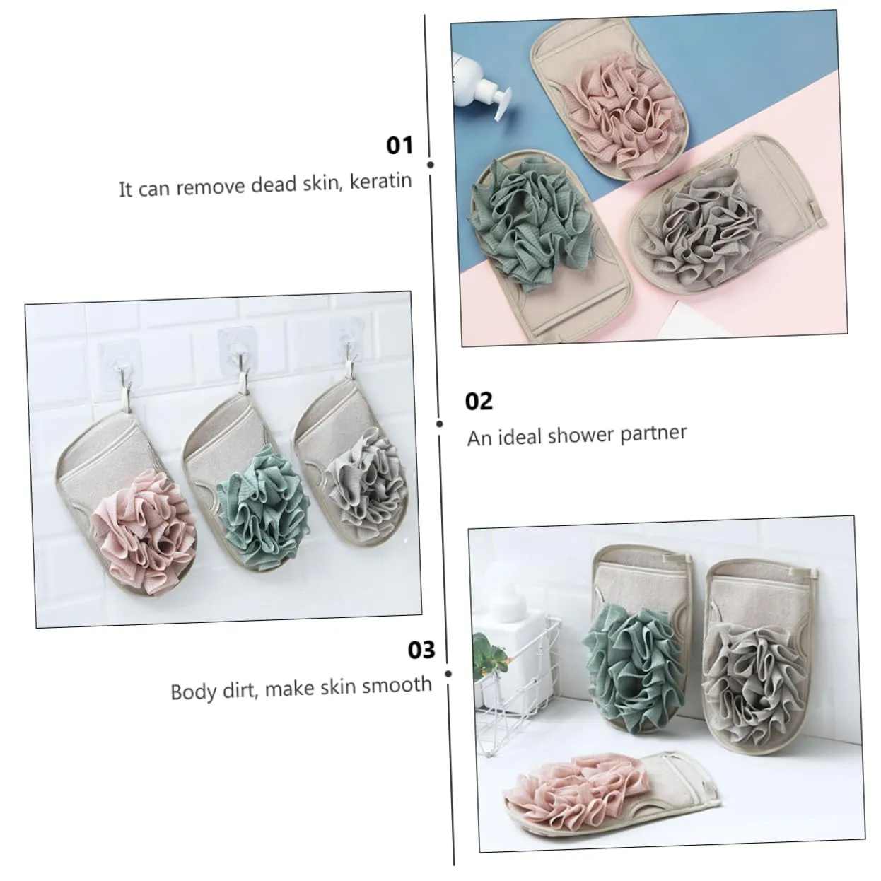 DOITOOL 6pcs Exfoliating Bath Mitts Dual-sided Shower Gloves for Deep Cleansing Body Scrubbing and Gentle Exfoliation Shower Supplies for Smooth Skin and Relaxation