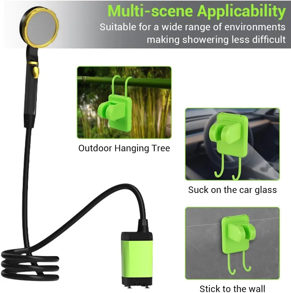 DONGKER Outdoor Shower Kit,Portable Shower USB Rechargeable Camping Shower with Intelligent LED Display & 2m Hose & Storage Bag for Outdoor Hiking Travel Pet Cleaning