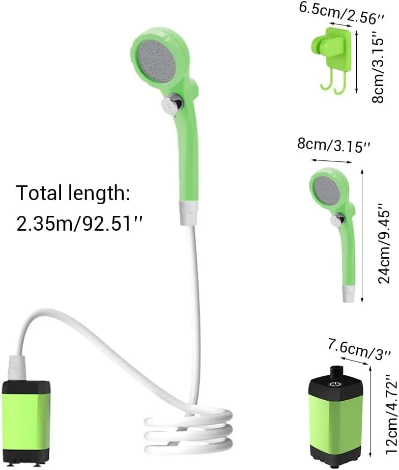 DONGKER Outdoor Shower Kit,Portable Shower USB Rechargeable Camping Shower with Intelligent LED Display & 2m Hose & Storage Bag for Outdoor Hiking Travel Pet Cleaning