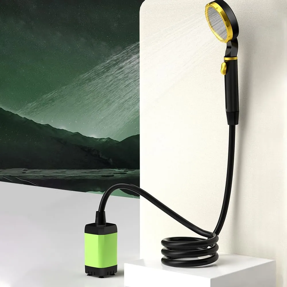 DONGKER Outdoor Shower Kit,Portable Shower USB Rechargeable Camping Shower with Intelligent LED Display & 2m Hose & Storage Bag for Outdoor Hiking Travel Pet Cleaning