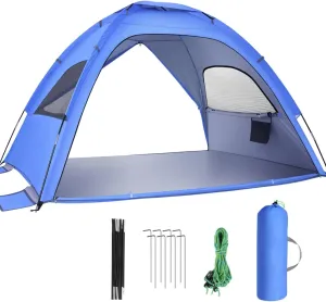 Double Door Beach Tent - Portable Sun Shelter Travel Tent for Family Camping 2-3 Persons, Hiking, and Vacations, UPF 50  Uv Protection, Lightweight with Carrying Bag