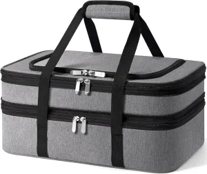 Double Insulated Casserole Carrier - Portable Casserole Carrier for Hot or Cold Food Lunch Tote Warmer or Cooler Bag, for Parties Picnic, Fits 9" x 13" Baking Dish