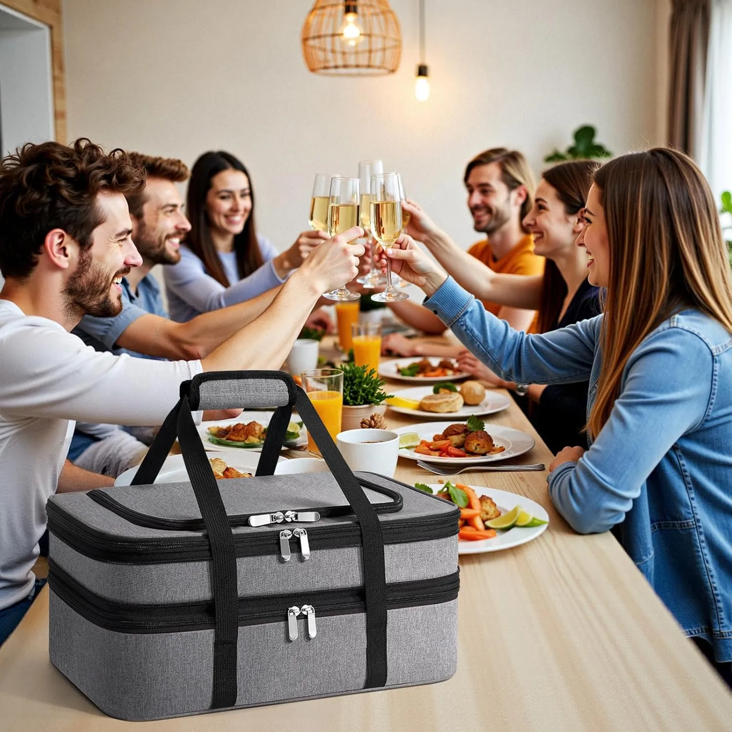 Double Insulated Casserole Carrier - Portable Casserole Carrier for Hot or Cold Food Lunch Tote Warmer or Cooler Bag, for Parties Picnic, Fits 9" x 13" Baking Dish