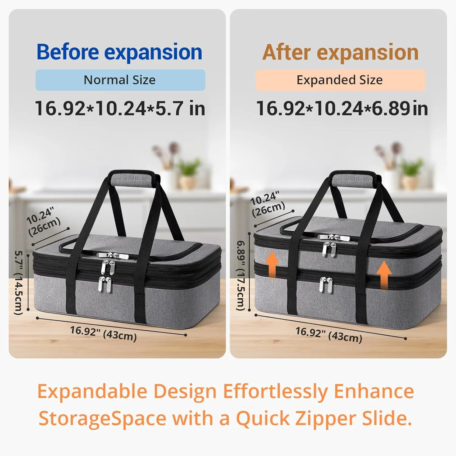 Double Insulated Casserole Carrier - Portable Casserole Carrier for Hot or Cold Food Lunch Tote Warmer or Cooler Bag, for Parties Picnic, Fits 9" x 13" Baking Dish