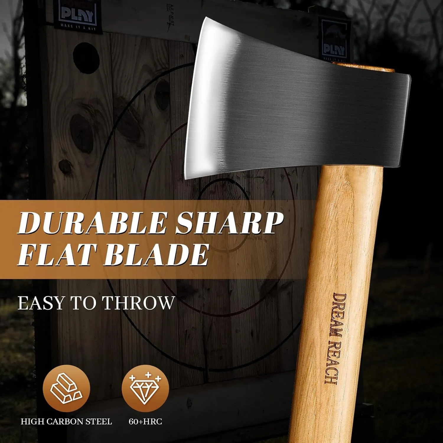 Dream Reach 15.7" Professional Throwing Axe Set with Wooden Handle, 3 PCS Throwing Axes and Tomahawks, Hand Forged Throwing Hatchet for Adults, Axe Throwing Game for Backyard, Competition, Recreation