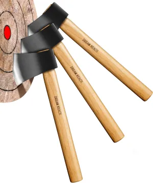 Dream Reach 15.7" Professional Throwing Axe Set with Wooden Handle, 3 PCS Throwing Axes and Tomahawks, Hand Forged Throwing Hatchet for Adults, Axe Throwing Game for Backyard, Competition, Recreation