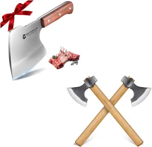 Dream Reach 16" Throwing Hatchets 2 Pack, Professional Throwing Tomahawk Axe, Cleaver Knife Heavy Duty Bone Chopper Stainless Steel Butcher Axe Bone Cutting Knife