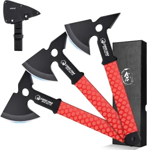 Dream Reach 3-Pack Throwing Axe Set, Full Tang Handle Hatchets with TPR Rubber Sleeve and Protective Sheaths, Safe Axe Throwing Games for Recreation and Competition