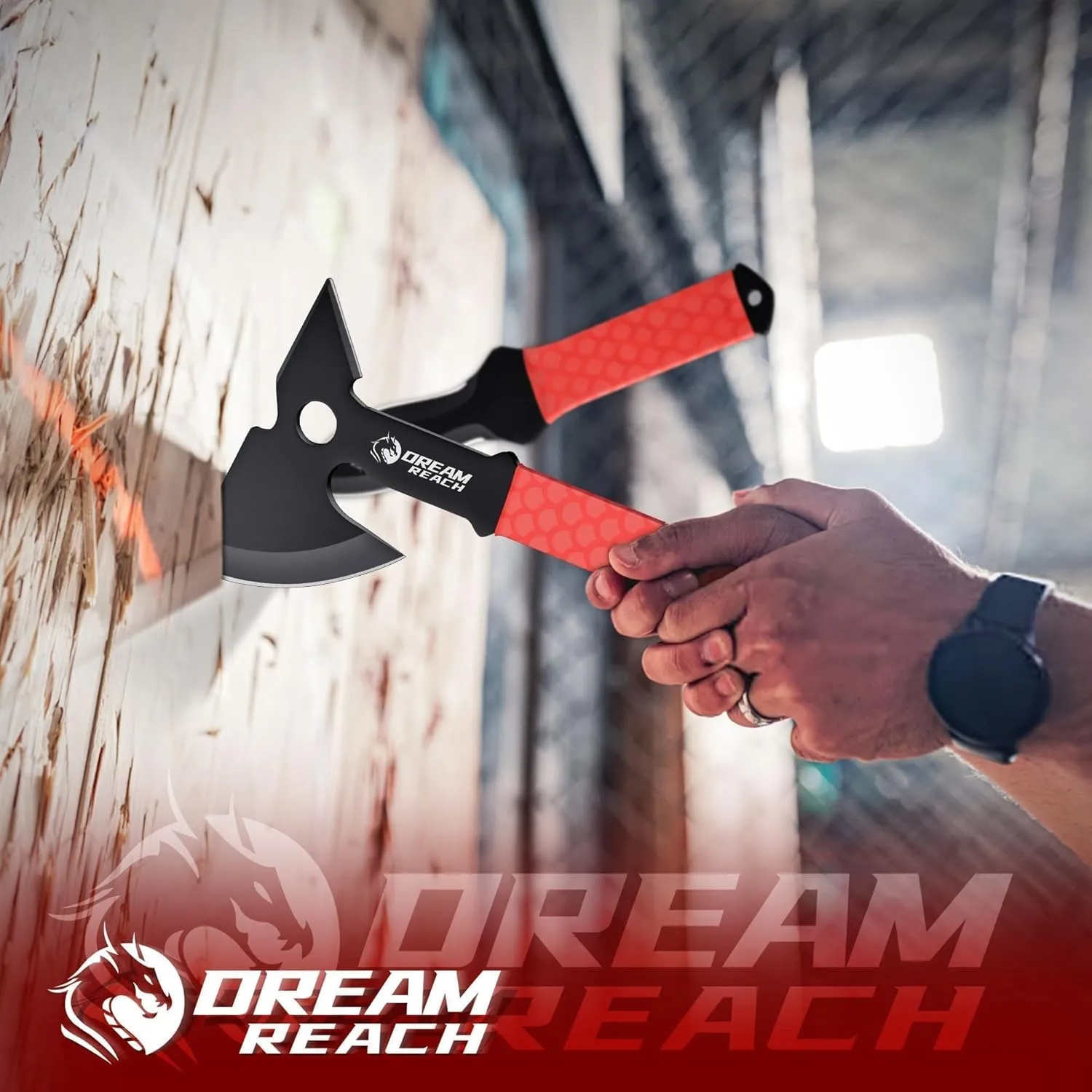 Dream Reach Throwing Axe Set - 6PCS Full Tang Throwing Hatchet with TPR Rubber Sleeve and Protective Sheaths for Recreation and Competition Game