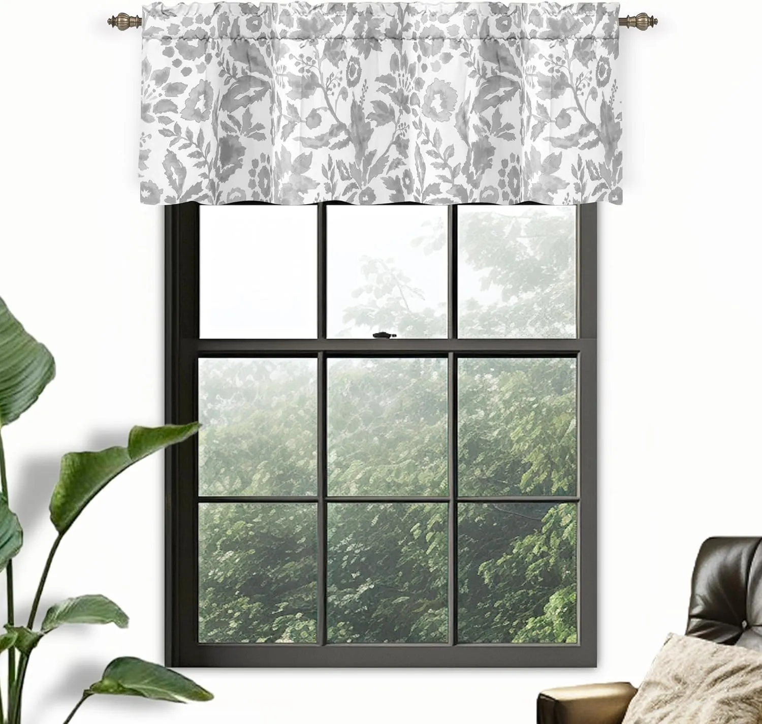 DriftAway Julia Lined Valance Double Layer Thermal Insulated Room Darkening Blackout Valances 3 Inch Rod Pocket Window Valance for Bathroom Living Room 52 Inch by 14 Inch Gray