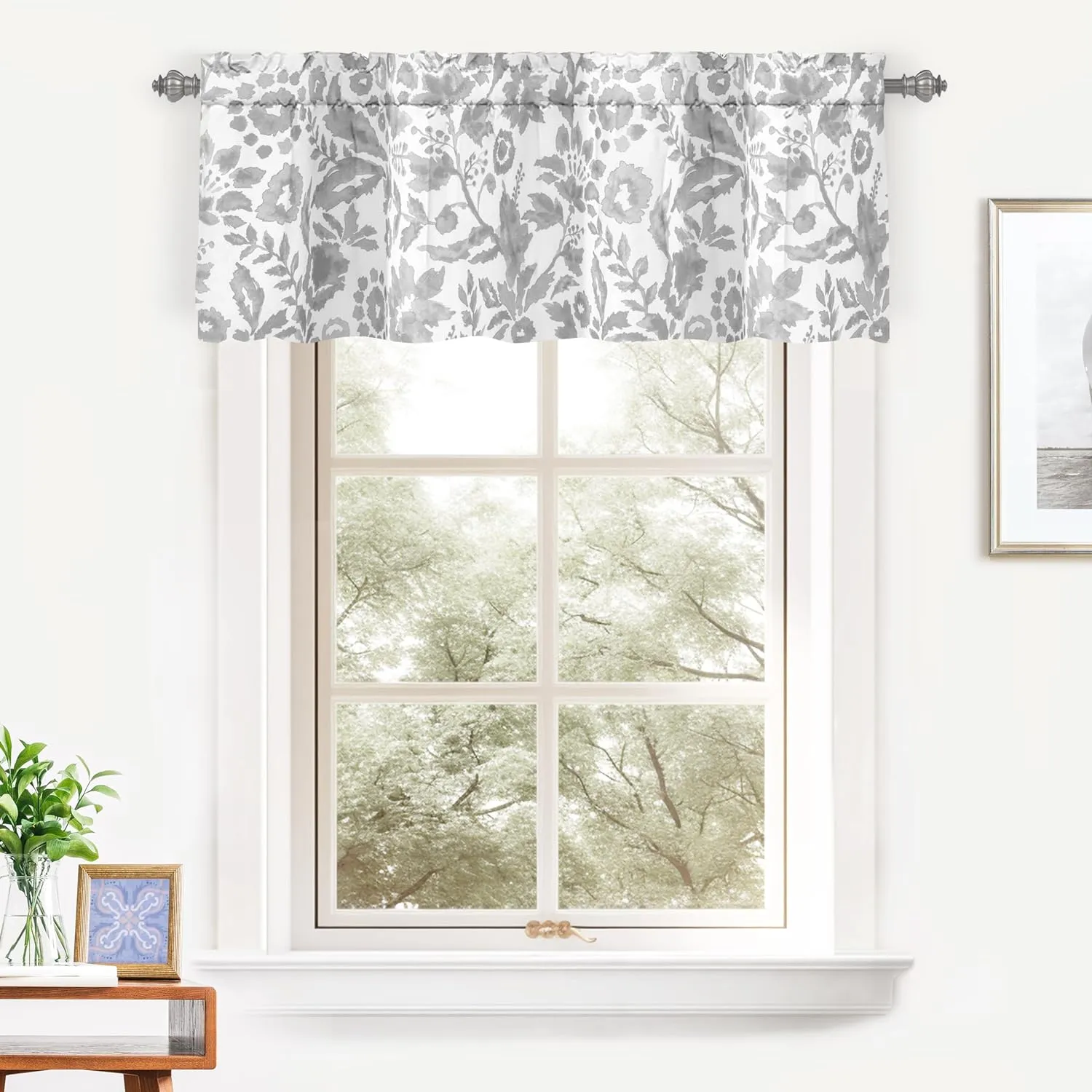 DriftAway Julia Lined Valance Double Layer Thermal Insulated Room Darkening Blackout Valances 3 Inch Rod Pocket Window Valance for Bathroom Living Room 52 Inch by 14 Inch Gray