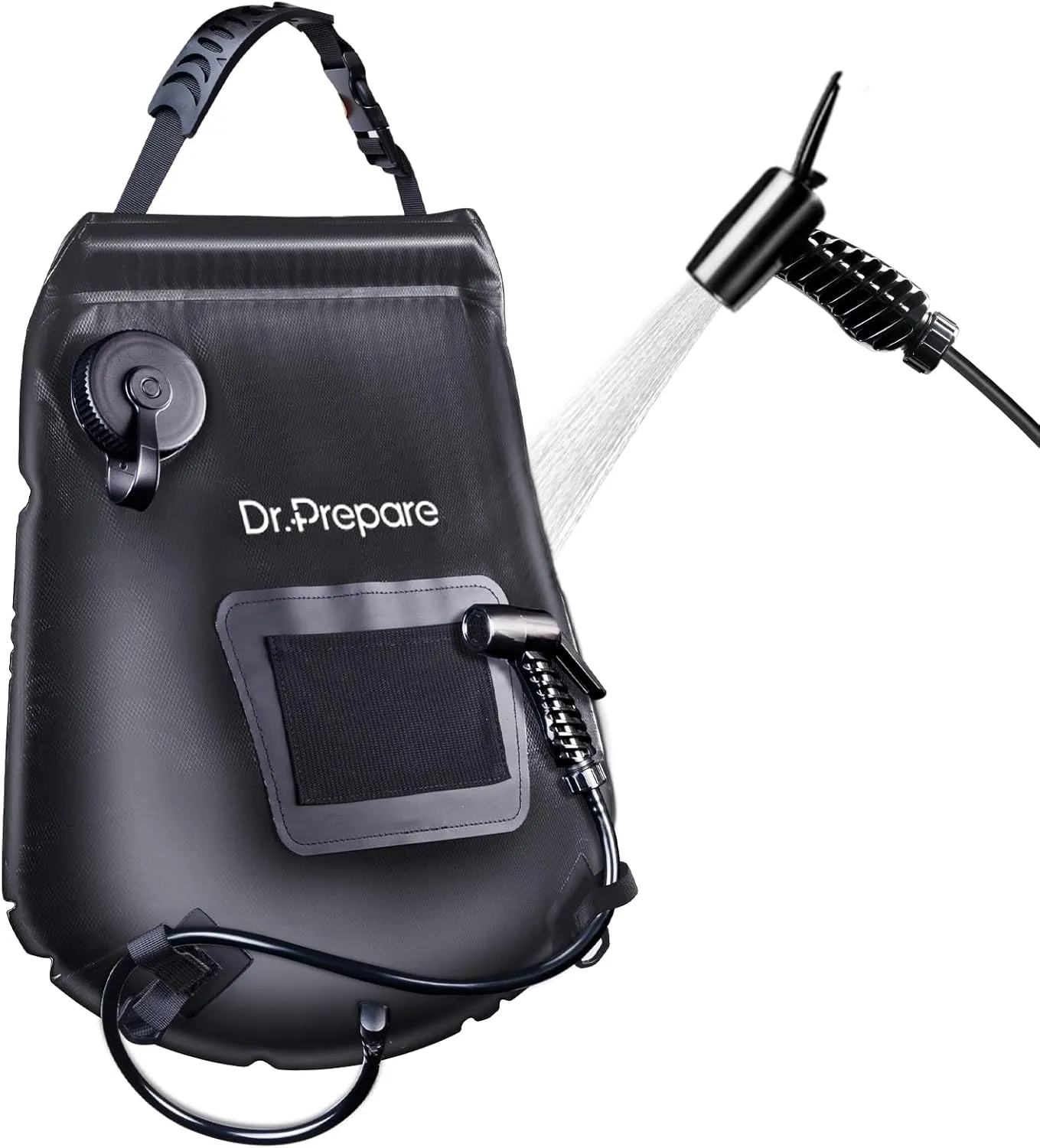 DR.PREPARE Camping Shower Bag, 15L Solar Camp Showers for Travelling Hiking Trip Beach w/On-Off Switchable Shower Head